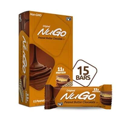 NuGo Protein Bar, Peanut Butter Chocolate, 11g Protein, 170 Calories, Gluten Free, 15 Count