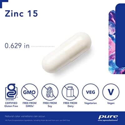 Pure Encapsulations Zinc 15 mg - Zinc Picolinate Supplement for Immune System Support, Growth & Development - for Wound Healing - with Premium Zinc Picolinate - 180 Capsules - Image 3