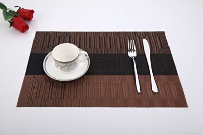 SHACOS Placemats Set of 6 Woven Vinyl Place Mats for Dining Table Heat Resistant Table Mats Wipeable (6, Ombre Coffee Black) - Image 5