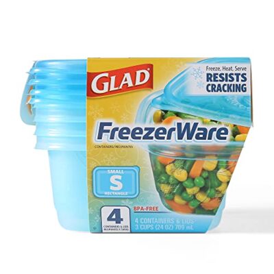 Gladware Freezerware Food Storage Containers | Small Food Storage Containers, Small Containers in Rectangle Shape Hold up to 24 Ounces of Food, 4 Count Set - Image 2