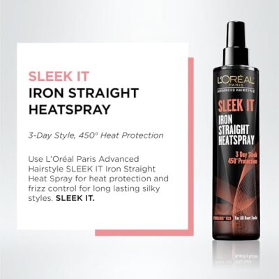 L'Or?al Paris Advanced Hairstyle Sleek It Iron Straight Heat Spray, 5.7 Ounce - Image 2