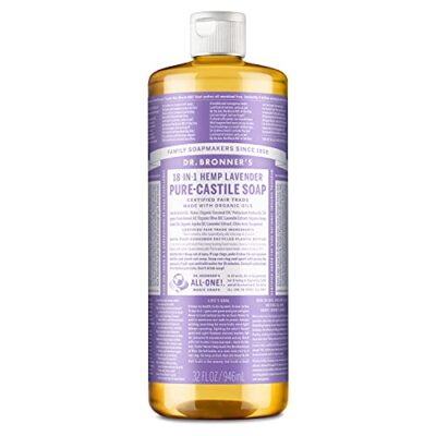 Dr. Bronner's - Pure-Castile Liquid Soap (Lavender, 32 ounce) - Made with Organic Oils, 18-in-1 Uses: Face, Body, Hair, Laundry, Pets and Dishes, Concentrated, Vegan, Non-GMO