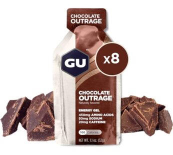 GU Energy Original Sports Nutrition Energy Gel, Vegan, Gluten-Free, Kosher, and Dairy-Free On-the-Go Energy for Any Workout, 8-Count, Chocolate Outrage