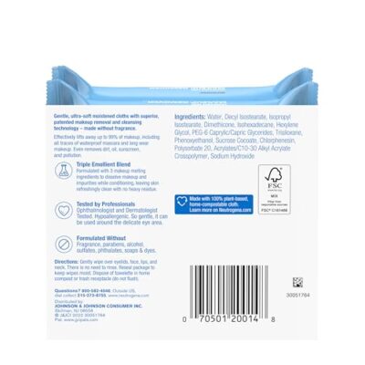 Neutrogena Cleansing Fragrance Free Makeup Remover Face Wipes, Cleansing Facial Towelettes for Waterproof Makeup, Alcohol-Free, Unscented, 100% Plant-Based Fibers, Twin Pack, 2 x 25 ct - Image 8