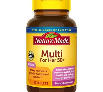 Nature Made Multivitamin For Her 50+ with No Iron, Womens Multivitamin for Daily Nutritional Support, Multivitamin for Women, 90 Tablets, 90 Day Supply