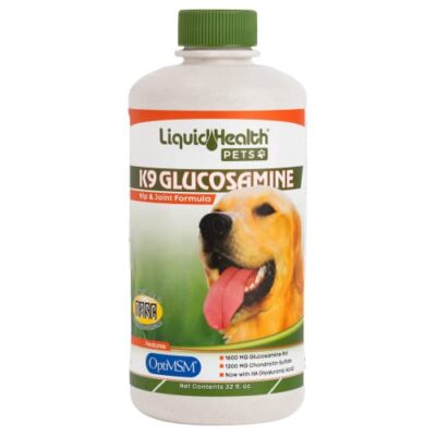 LIQUIDHEALTH 32 Oz K9 Liquid Glucosamine for Dogs, Puppies and Senior Canines - Chondroitin, MSM, Hyaluronic Acid ? Joint Health, Dog Vitamins Hip Joint Juice, Dog Joint Oil