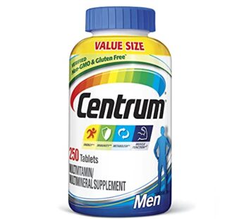 Centrum Multivitamin for Men, Multivitamin/Multimineral Supplement with Vitamin D3, B Vitamins and Antioxidants, Gluten Free, Non-GMO Ingredients – 250 Count