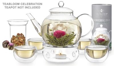 Teabloom Flowering Tea - 12 Unique Varieties of Blooming Tea Flowers - Hand-Tied Green Tea Leaves & Edible Flowers - 12-Pack Gift Canister - Image 3