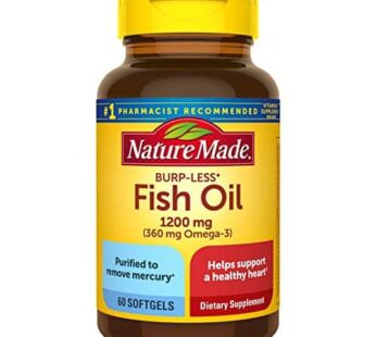 Nature Made Burp-Less Fish Oil 1200 mg, 60 Softgels, Fish Oil Omega 3 Supplement For Heart Health (Pack of 3)