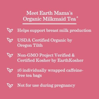 Earth Mama Organic Milkmaid? Tea | Lactation Support Herbal Tea Bags for Breastfeeding, Decaf Lactation Supplement for Increased Breast Milk Production, With Milk Thistle & Fenugreek (16 Count) - Image 3