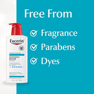 Eucerin Intensive Repair Body Lotion for Very Dry, Flaky Skin, Fragrance Free Body Moisturizer with Alpha Hydroxy, 16.9 Fl Oz Bottle - Image 8