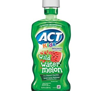 ACT Kids Anticavity Fluoride Rinse Wild Watermelon 16.9 fl. oz. Accurate Dosing Cup, Alcohol Free