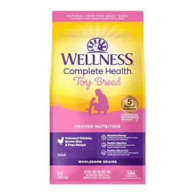 Wellness Complete Health Toy Breed Dry Dog Food with Grains, Chicken & Rice, 4-Pound Bag (Packaging may vary)
