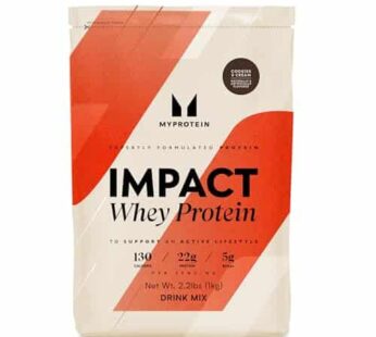 Myprotein Impact Whey Protein Powder, 2.2 Lbs (32 Servings) Cookies & Cream, 22g Protein & 5g BCAA Per Serving, Protein Shake for Superior Performance, Muscle Strength & Recovery, Gluten Free