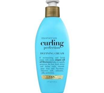 OGX Argan Oil of Morocco Curling Perfection Curl-Defining Cream, Hair-Smoothing Anti-Frizz Cream to Define All Curl Types & Hair Textures, Paraben-Free, Sulfated-Surfactants Free, 6 oz