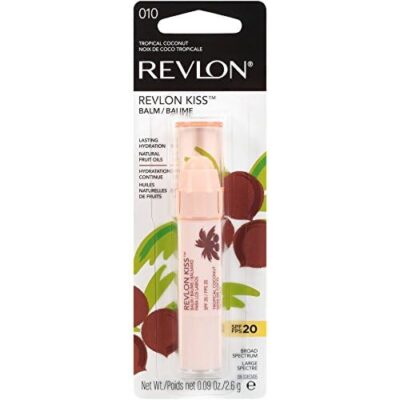 Revlon Lip Balm, Kiss Tinted Lip Balm, Face Makeup with Lasting Hydration, SPF 20, Infused with Natural Fruit Oils, 010 Tropical Coconut, 0.09 Oz - Image 7