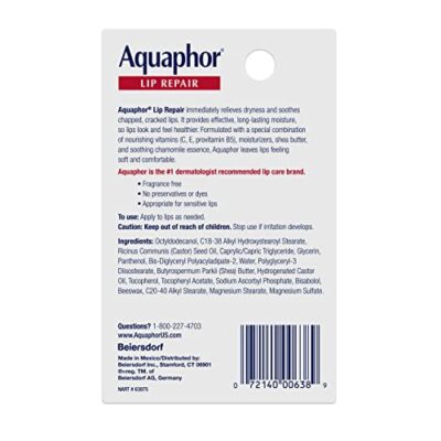 Aquaphor Lip Repair Ointment - Long-lasting Moisture to Soothe Dry Chapped Lips - .35 fl. oz. Tube - Image 10