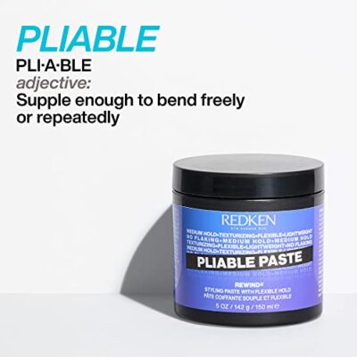 Redken Pliable Paste For Hair Styling with Flexible Hold |Adds Lightweight, Flexible Texture & Moisture | Natural Finish | No Flaking | Medium Hold Control | For All Hair Types | 5 Oz - Image 7