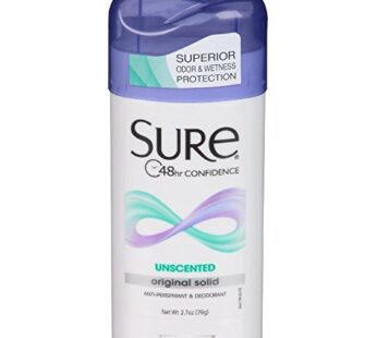 Sure Original Solid Unscented, Anti-Perspirant Deodorant 2.70 oz (Pack Of 12)