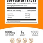 BulkSupplements.com BCAA 2:1:1 Powder - Branched Chain Amino Acids, BCAA Supplement, BCAAs Amino Acids Powder - Unflavored & Gluten Free, 1000mg per Serving, 1kg (2.2 lbs) (Pack of 1) - Image 2
