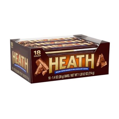 HEATH Milk Chocolate English Toffee Full Size, Bulk, Individually Wrapped Candy Bars, 1.4 oz (18 count)