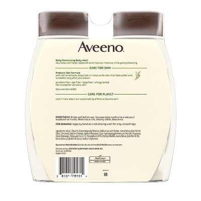 Aveeno Daily Moisturizing Body Wash, Body Wash for Dry Skin with Soothing Oat, Creamy Shower Cleanser, Gentle, Soap-Free and Dye-Free, Lightly Scented Body Wash, 33 FL OZ - Image 8