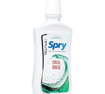 Spry Xylitol Mouthwash Fluoride Free, Oral Rinse with Enamel Support, Natural Spearmint – 16 fl oz (Pack of 1)
