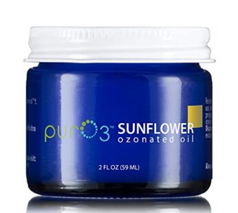 Pur O3 Fully Ozonated Sunflower Oil – Pure, Natural, Organic Ozonated Oil – Sunflower Oil Skin Care from Oxygenated, Ozonized Sunflower Oil – Ozone Oil in a Glass Jar, 2 oz