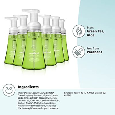 Method Foaming Hand Soap, Green Tea + Aloe, Biodegradable Formula, 10 Fl Oz (Pack of 6) - Image 9