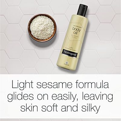Neutrogena Body Oil Light Sesame Formula, Dry Skin Moisturizer and Hydrating Body Massage Oil for Radiant and Healthy Looking Glow, Nourishing Bath Oil for Sheer Moisture, 16 FL OZ - Image 8