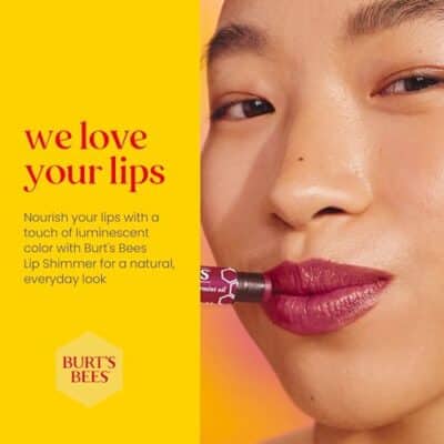 Burt's Bees Shimmer Lip Tint Easter Basket Stuffers, Tinted Lip Balm Stick, Moisturizing for All Day Hydration with Natural Origin Glowy Pigmented Finish & Buildable Color, Watermelon (4-Pack) - Image 5