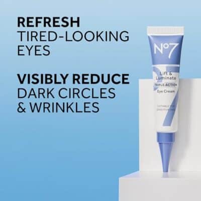 No7 Lift & Luminate Triple Action Eye Cream - Anti-Aging Under Eye Cream for Dark Circles, Puffiness & Wrinkles - Formulated with Vitamin C to Brighten and Refresh Tired Eyes (0.5 Fl Oz) - Image 2