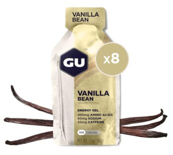 GU Energy Original Sports Nutrition Energy Gel, Vegan, Gluten-Free, Kosher, and Dairy-Free On-the-Go Energy for Any Workout, 8-Count, Vanilla Bean