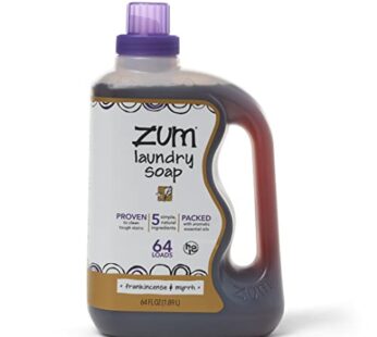 Indigo Wild Zum Clean Laundry Soap – Plant-Based Liquid Laundry Soap – Contains Baking Soda, Essential Oils & Saponified Coconut Oil – Frankincense & Myrrh Scent – 64 fl oz