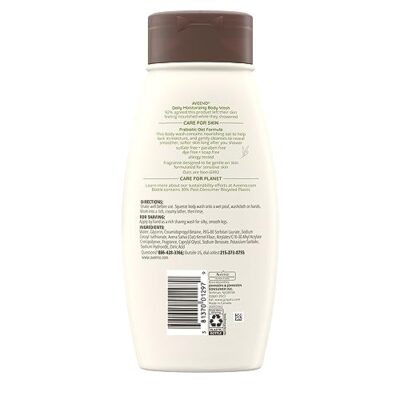 Aveeno Daily Moisturizing Body Wash for Dry & Sensitive Skin with Prebiotic Oat, Hydrating Oat Body Wash Nourishes Dry Skin & Gently Cleanses, Light Fragrance, Sulfate-Free, 18 fl. oz - Image 9
