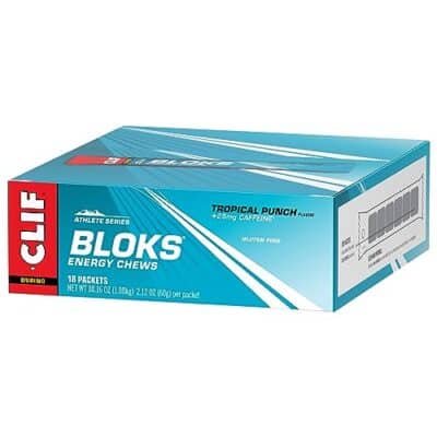 CLIF BLOKS - Tropical Punch Flavor with Caffeine - Energy Chews - Non-GMO - Plant Based - Fast Fuel for Cycling and Running - Quick Carbohydrates and Electrolytes - 2.12 oz. (18 Count) - Image 14