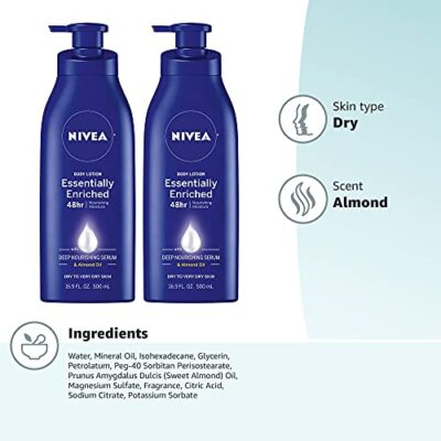 NIVEA Essentially Enriched Body Lotion for Dry Skin, Pack of 2, 16.9 Fl Oz Pump Bottles - Image 15