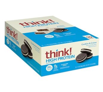 think! Protein Bars, High Protein Snacks, Gluten Free, Kosher Friendly, Cookies and Cr?me, Nutrition Bars, 2.1 Oz per Bar, 10 Count (Packaging May Vary)