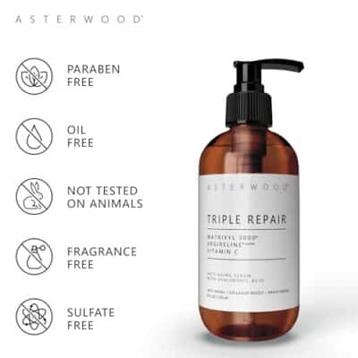 Asterwood Triple Repair Matrixyl 3000 + Argireline + Vitamin C Face Serum - Formulated with Hyaluronic Acid - Anti-Aging and Anti-Wrinkle - Peptides Serum For Face, 237ml/8 oz - Image 4