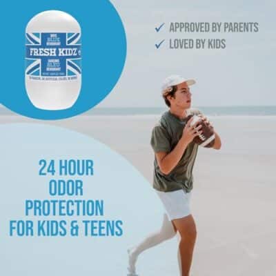 Fresh Kidz Roll On Deodorant for Kids and Teens - Baking Soda and Aluminum-free 24 Hour Protection for Sensitive Skin - Boys "Blue" 1.86 fl.oz. - Image 5