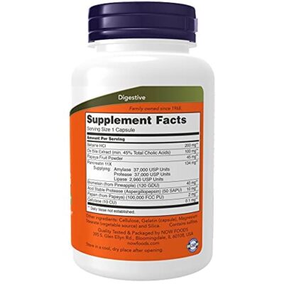 NOW Supplements, Super Enzymes, Formulated with Bromelain, Ox Bile, Pancreatin and Papain,180 Capsules - Image 9