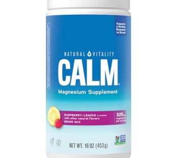 Natural Vitality Calm, Magnesium Citrate Supplement, Anti-Stress Drink Mix Powder, Gluten Free, Vegan, & Non-GMO, Raspberry Lemon, 16 oz
