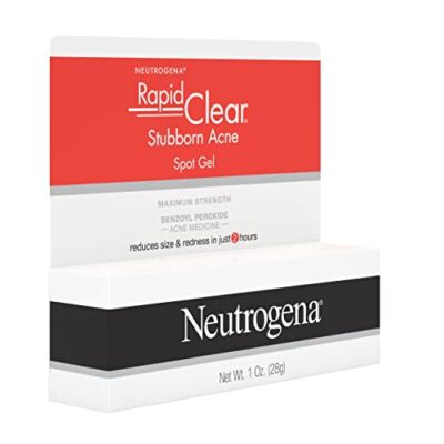 Neutrogena Rapid Clear Stubborn Acne Spot Treatment Gel with Maximum Strength 10% Benzoyl Peroxide Acne Treatment Medication, Pimple Cream for Acne Prone Skin Care, 1 oz - Image 12
