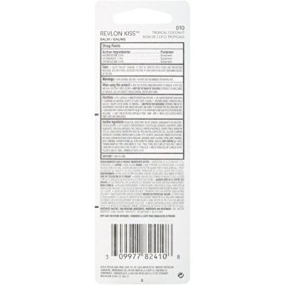 Revlon Lip Balm, Kiss Tinted Lip Balm, Face Makeup with Lasting Hydration, SPF 20, Infused with Natural Fruit Oils, 010 Tropical Coconut, 0.09 Oz - Image 8