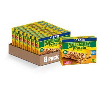 Nature Valley Protein Granola Bars, Salted Caramel Nut, Snack Bars, 10 ct, 14.2 OZ (Pack of 8)