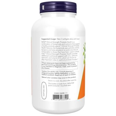 NOW Supplements, Prostate Health, Clinical Strength Saw Palmetto, Beta-Sitosterol & Lycopene, 180 Softgels - Image 4