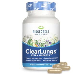 RidgeCrest Herbals ClearLungs Extra Strength, Natural Lung, Nasal Health Formula, Bronchial, Respiratory, Sinus, Mucus Support (60 Caps, 30 Serv)