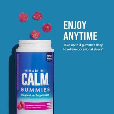Natural Vitality CALM, Magnesium Citrate Supplement, Stress Relief Gummies, Supports a Healthy Response to Stress, Gluten Free, Vegan, Raspberry Lemon Flavored, 120 Gummies - Image 6