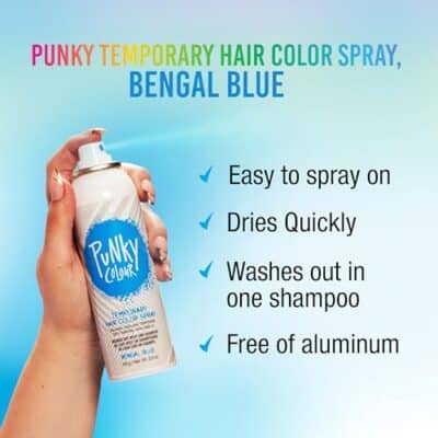 Punky Temporary Hair Color Spray, Bengal Blue, Non-Sticky, Non-Damaging, Travel Size Hair Dye for Instant Vivid Hair Color, 3.5 oz - Image 2
