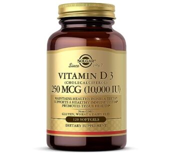 Solgar Vitamin D3 (Cholecalciferol) 250 MCG (10,000 IU), 120 Softgels – Helps Maintain Healthy Bones & Teeth – Immune System Support – Non GMO, Gluten/ Dairy Free – 120 Servings